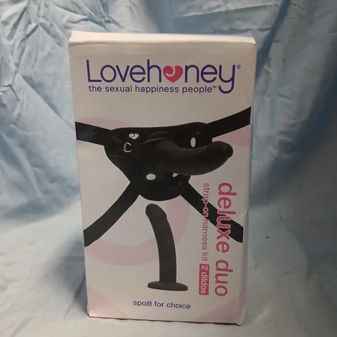 LOVEHONEY DELUXE DUO STRAP-ON HARNESS KIT (2 DILDOS) – BOXED 
