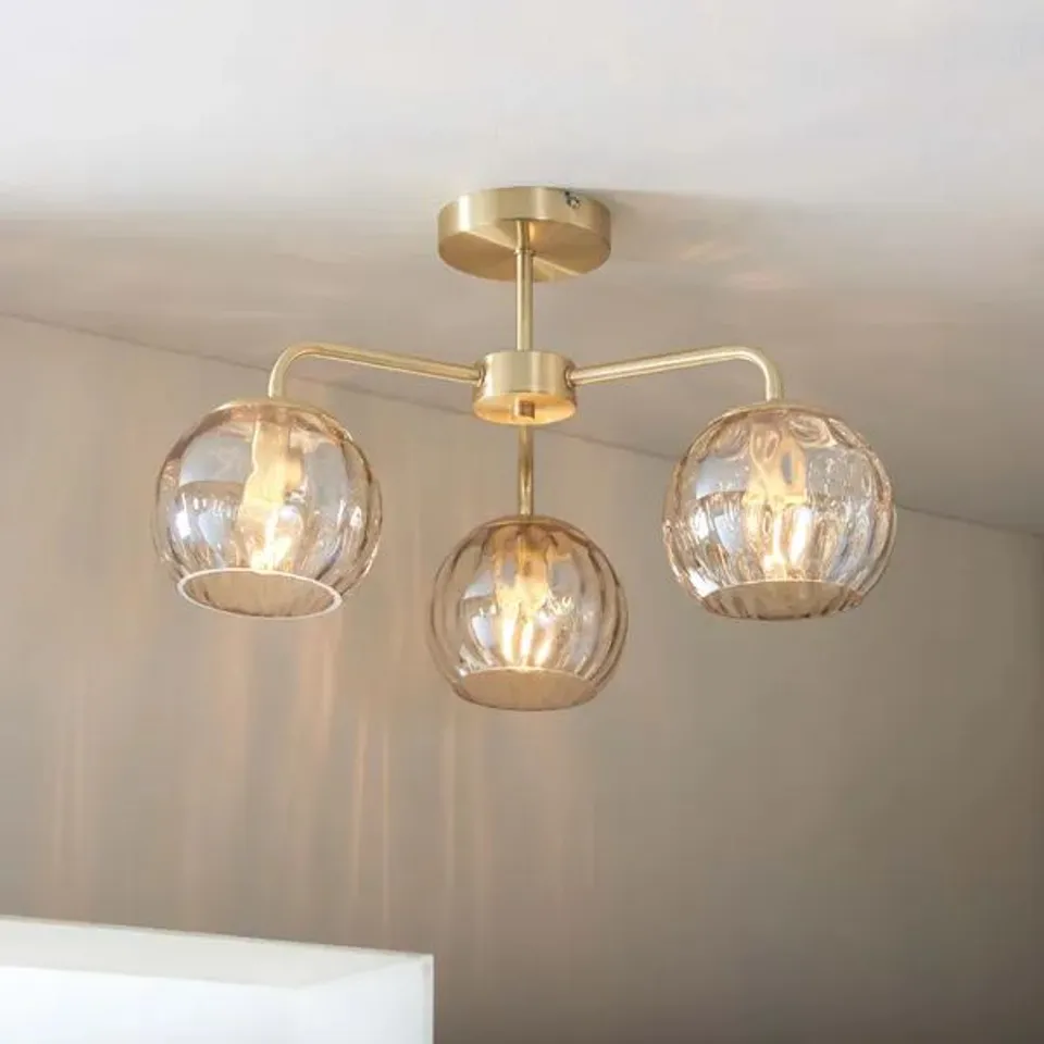 BOXED VOGUE ARKOMA 3 LIGHT SEMI FLUSH CEILING LIGHT