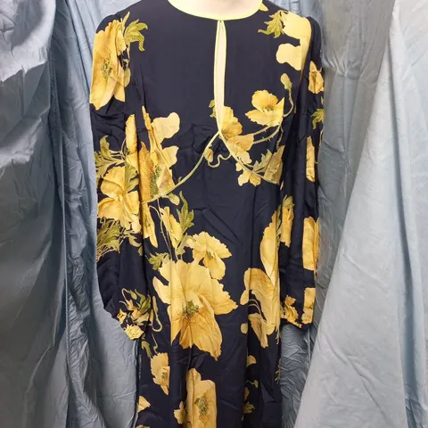 FLORERE PRINTED BLOUSON SLEEVE DRESS – MULTI-PRINT, UK 16