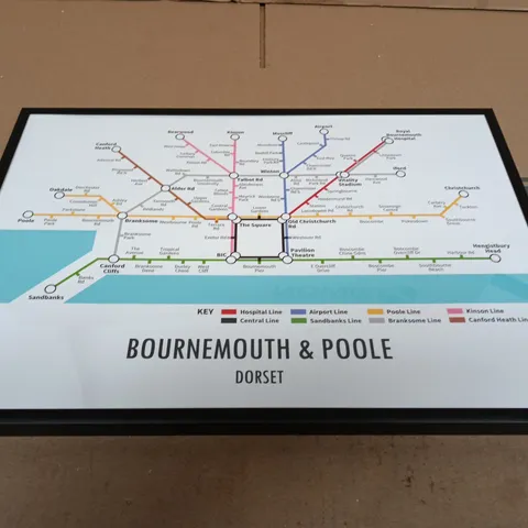 BOURNEMOUTH & POOLE TRANSPORT MAP FRAMED POSTER