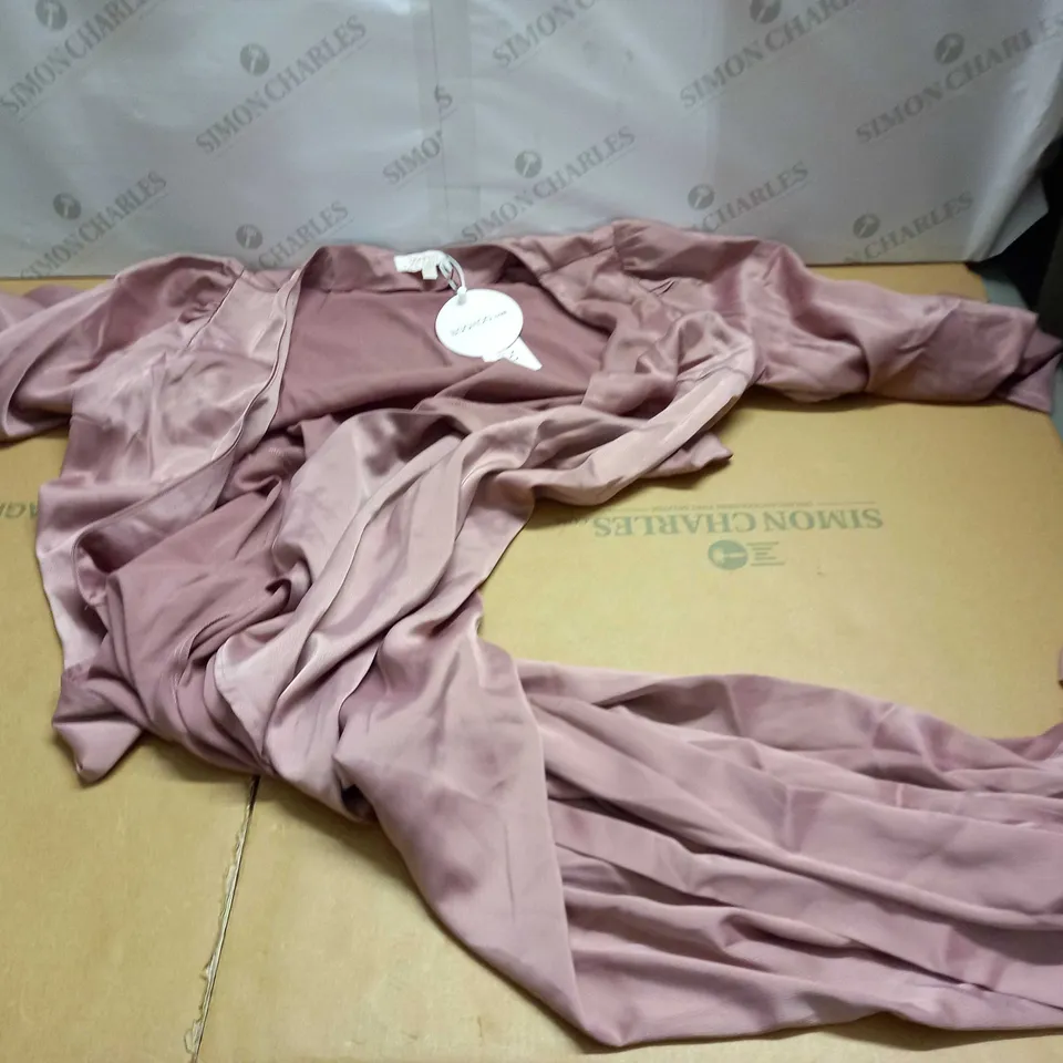 BOOHOO SATIN WRAP PUFF SLEEVE WRAP MAXI DRESS SIZE 16