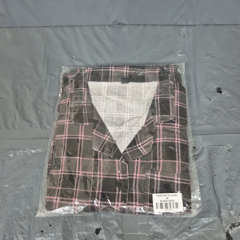 BOX OF APPROXIMATELY 30 NIGHT SUIT FLANNELS IN BLACK CHECK - SIZE MAY VARY - COLLECTION ONLY