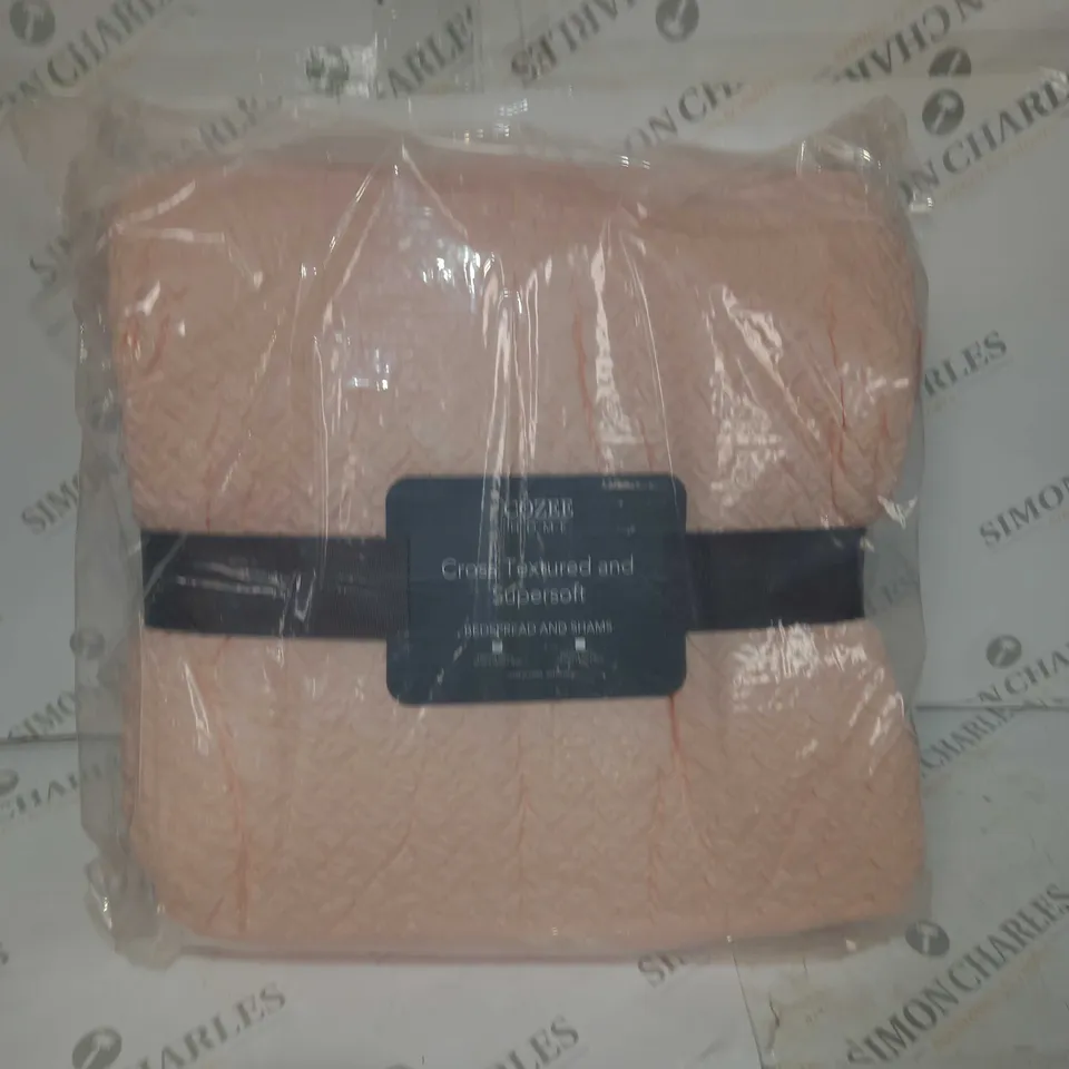 BOXED SUPERSOFT BY COZEE HOME CROSS TEXTURED BEDSPREAD, PALE PINK, 150X200CM