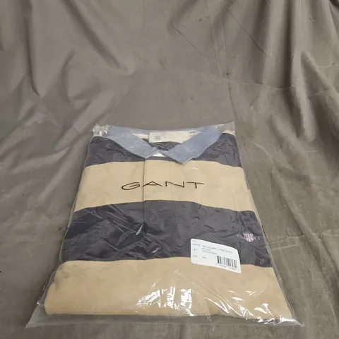 GANT REG CHAMBRAY STRIPE HEAVY RUGGER – NAVY & BEIGE – MEN'S RUGBY SHIRT – UK 4XL