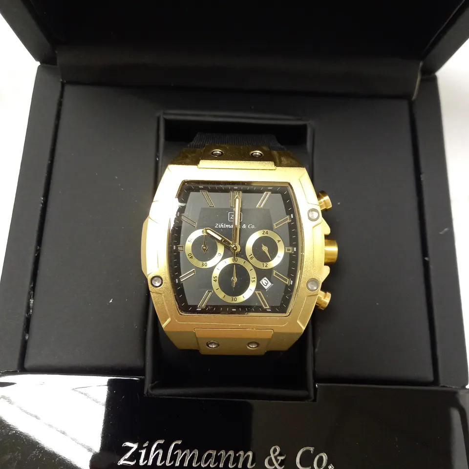 ZIHLMANN & CO TRIPLE DIAL STUD RUBBER STRAP WATCH