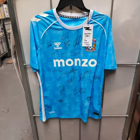 COVENTRY CITY FC SKY BLUE HOME SHIRT – SIGNED, MONZO SPONSOR, SIZE L
