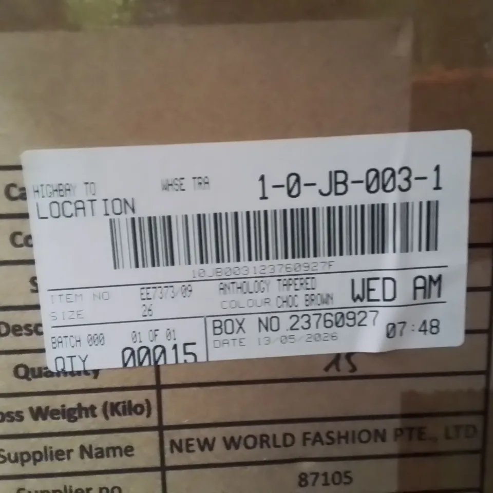 BOXED BRAND NEW APPROXIMATELY 15 ANTHOLOGY TAPERED TROUSERS CHOC BROWN SIZE 26