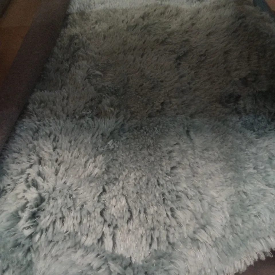 ACQUANETTA SOFT FLUFFY HAND TUFTED BLUE ROUND RUG 3'11"