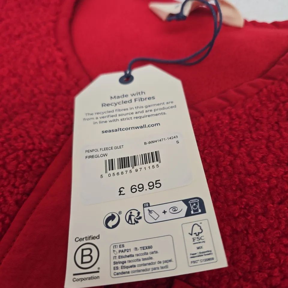SEASALT CORNWALL RED FLEECE GILET – SIZE S