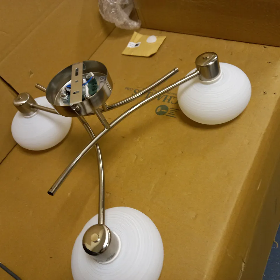 JOHN LEWIS & PARTNERS 'ANYDAY' ELIO 3-ARM CEILING LIGHT - PAINTED WHITE GLASS