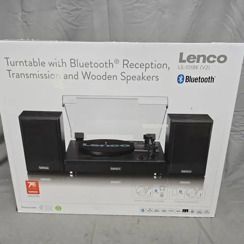 BOXED LENCO LS-101BK BLUETOOTH TURNTABLE WITH SPEAKERS