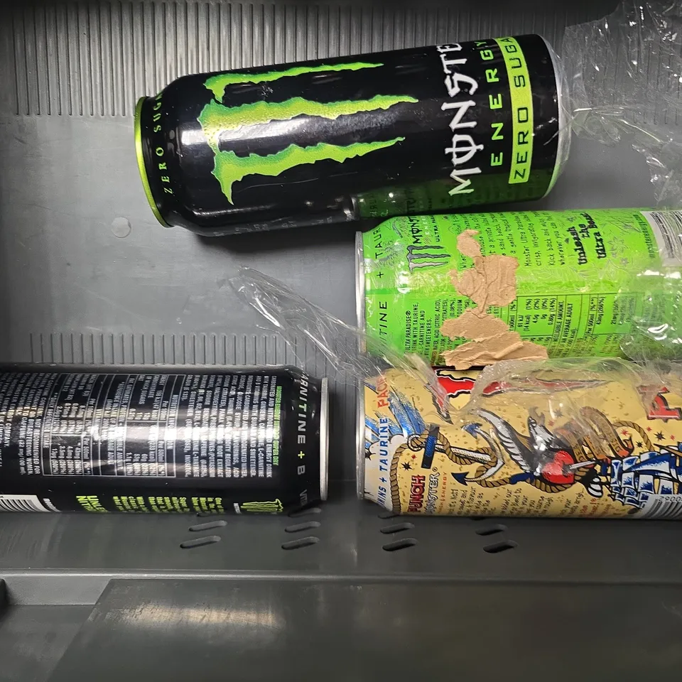 APPROXIMATELY 8 ASSORTED DRINKS ITEMS TO INCLUDE - MONSTER KHAOTIC , MONSTER LEWIS HAMILTON , MONSTER PUNCH MIXXD ETC