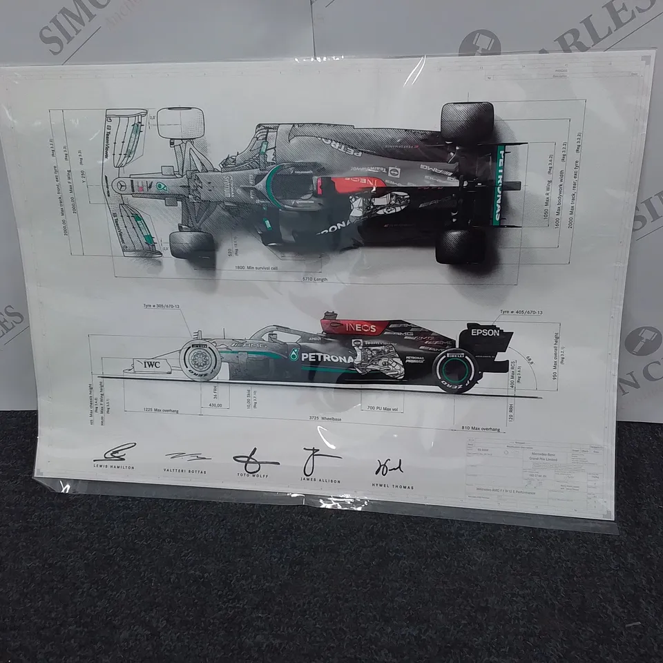 SIGNED MERCEDES F1 LIVERY SCHEMATIC
