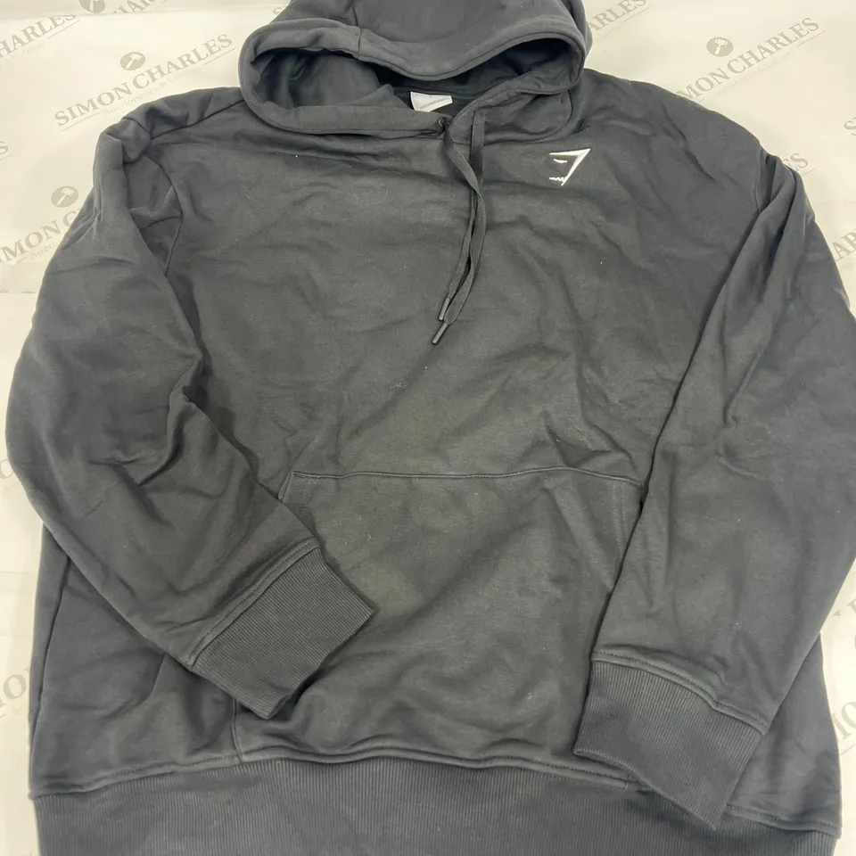 GYMSHARK OVERHEAD HOODIE IN BLACK SIZE LARGE