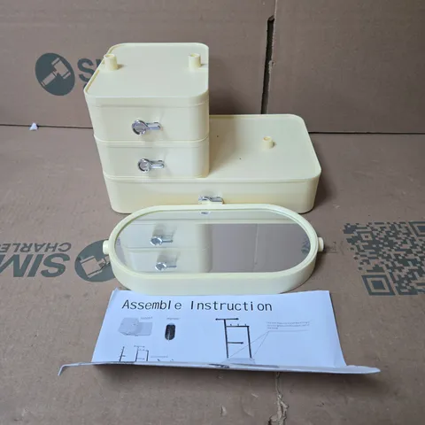 BOX OF 7 X JEWELRY BOX ORGANIZER WITH MIRROR AND DRAWER, WITH ASSEMBLEY INSTRUCTIONS BOXED