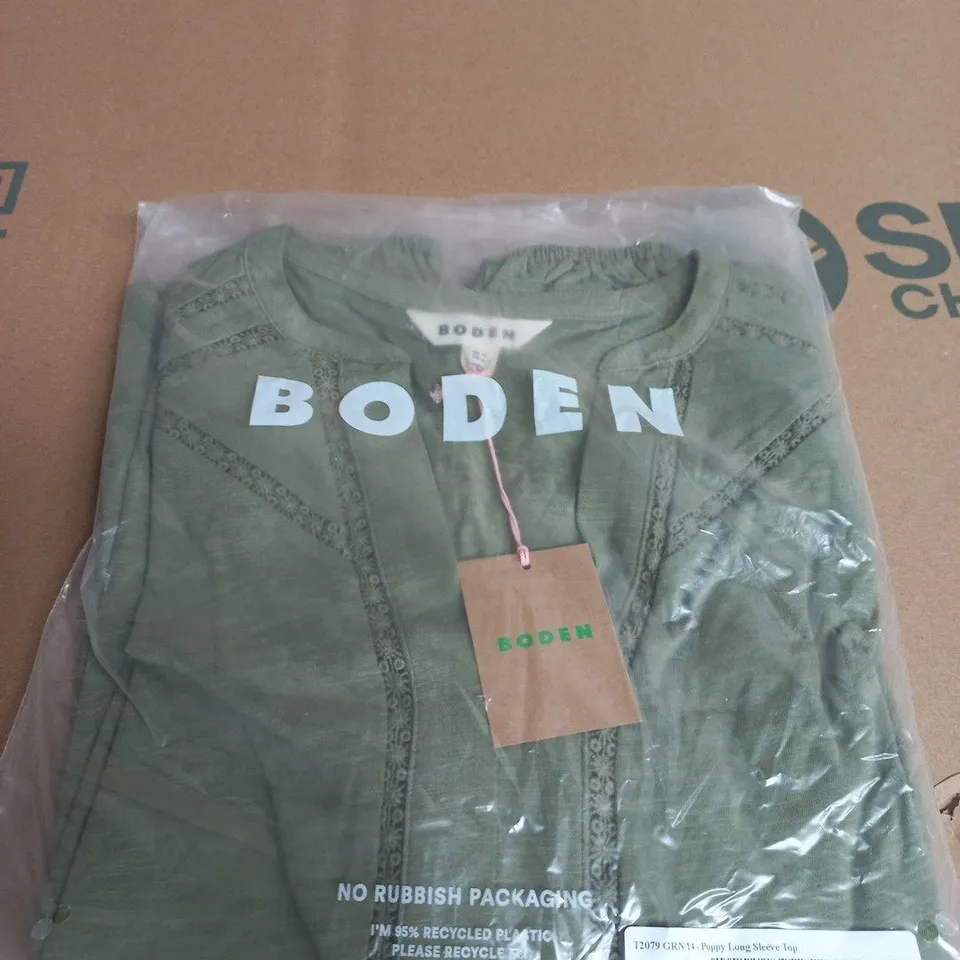 BODEN POPPY LONG SLEEVE TOP – WOMEN'S, UK 14, GREEN