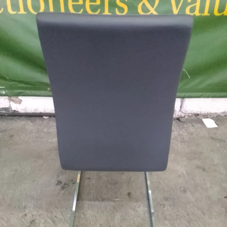 PERTH GREY LEATHER DINING CHAIR WITH CHROME LEGS