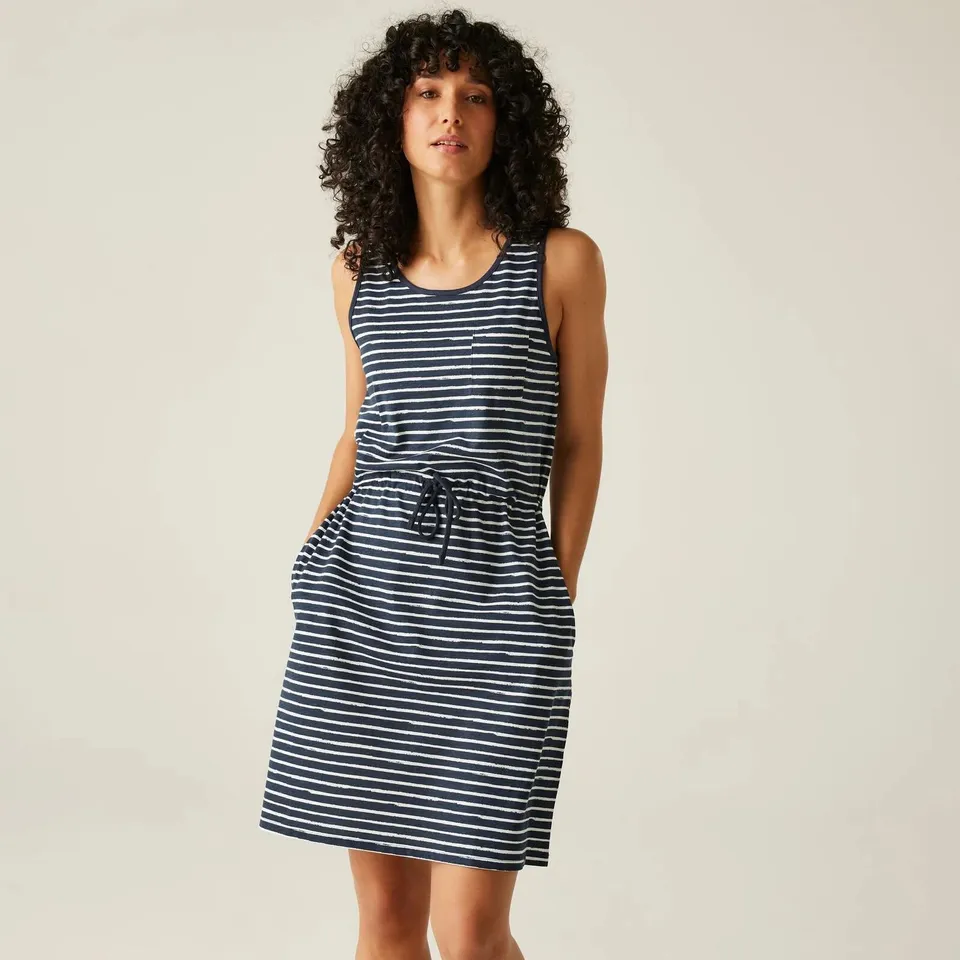 BRAND NEW REGATTA WOMENS ARIENA CASUAL DRESS IN NAVY/WHITE SIZE UK 8