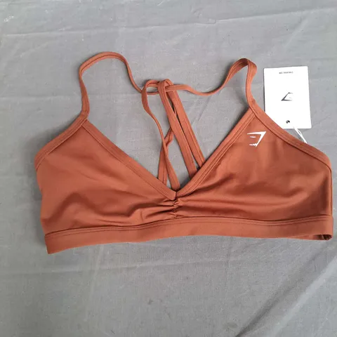 GYMSHARK MINIMAL SPORTS BRA IN BROWN SIZE M