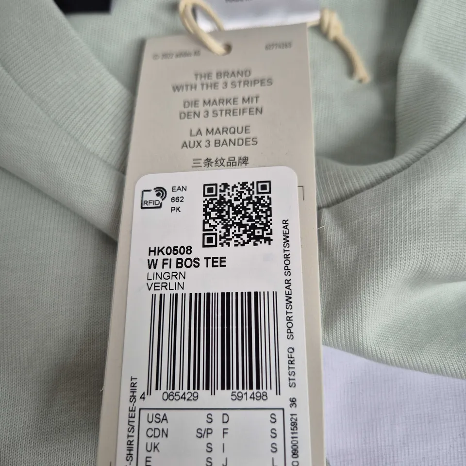 ADIDAS WOMEN'S T-SHIRT WITH THREE STRIPES LOGO – MINT GREEN
