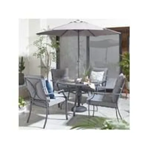 BOXED NICE GREY 6 PIECE CUSHIONED DINING SET (3 BOXES)