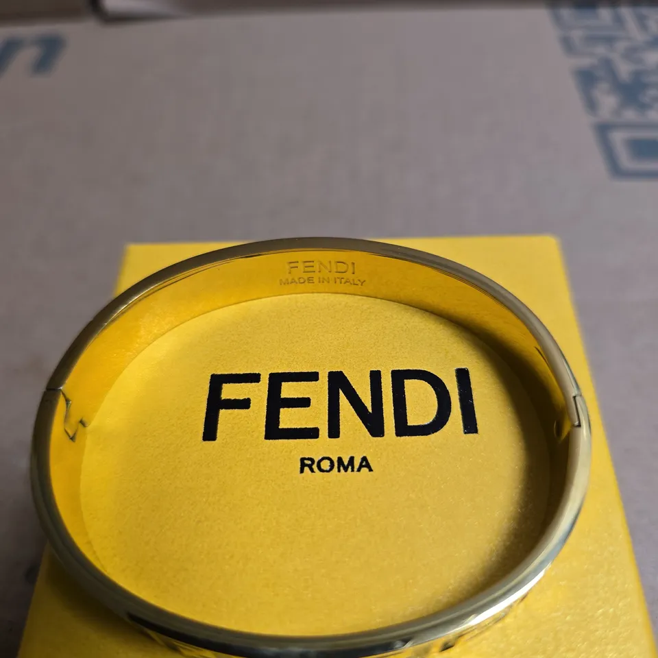 FENDI FF LOGO BANGLE BRACELET – YELLOW METAL, MADE IN ITALY