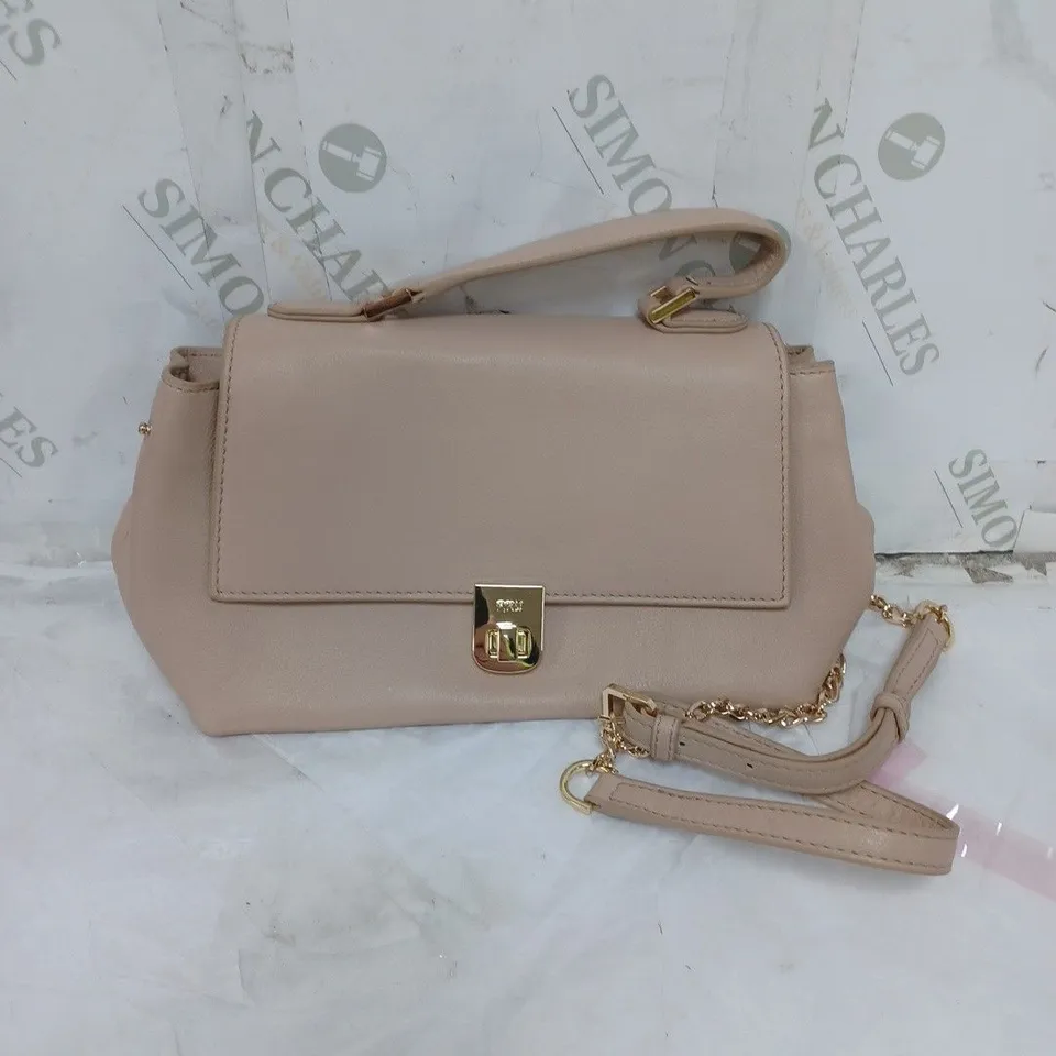 LADIES RUTH LANGSFORD SMALL HANDBAG GENUINE LEATHER BEIGE