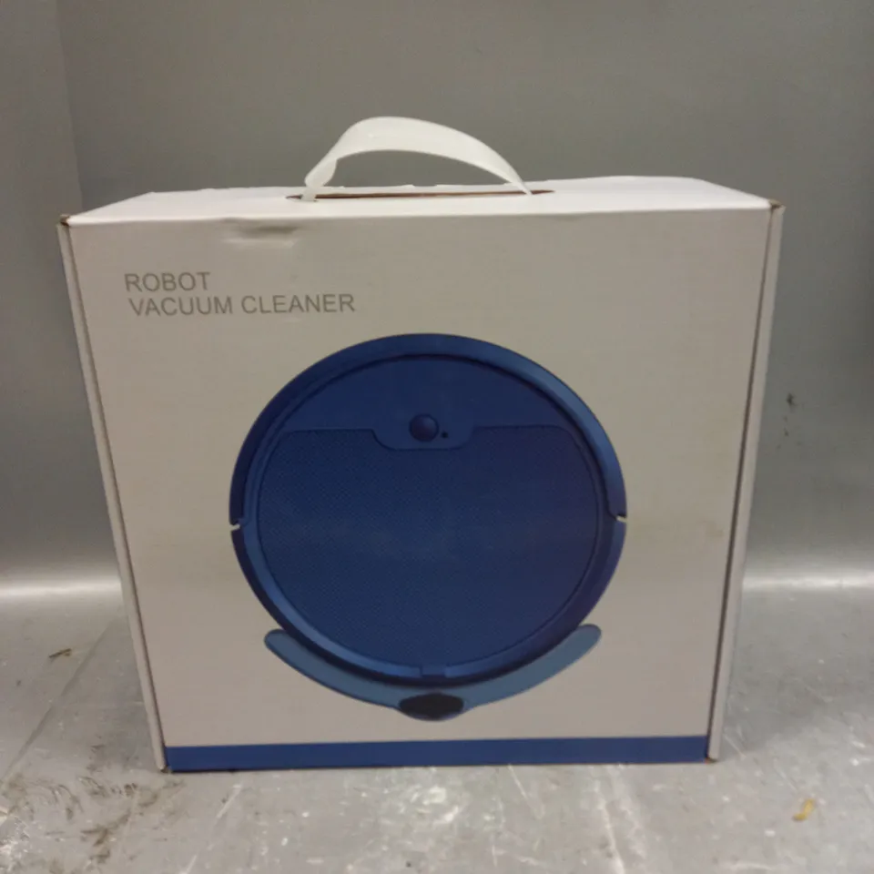 boxed robot vacuum cleaner in black  