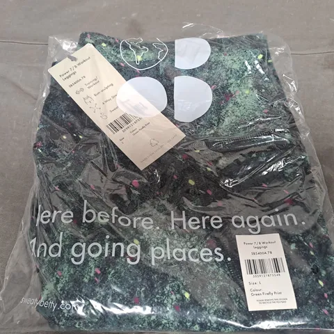 SWEATYBETTY  POWER WORKOUT LEGGINGS IN GREEN SIZE L
