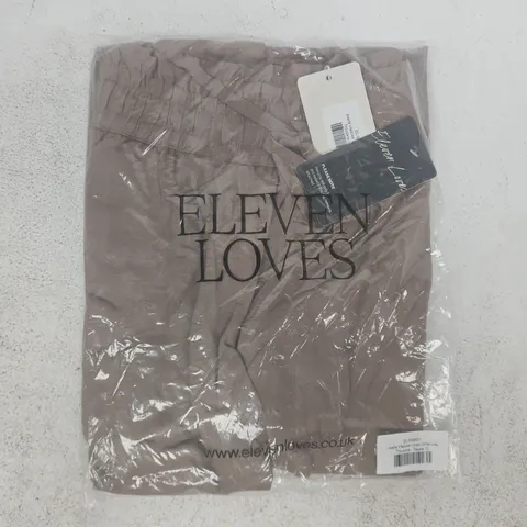 BAGGED ELEVEN LOVES JOELLE VISCOE LINEN WIDE LED TROUSERS IN TAUPE SIZE 10