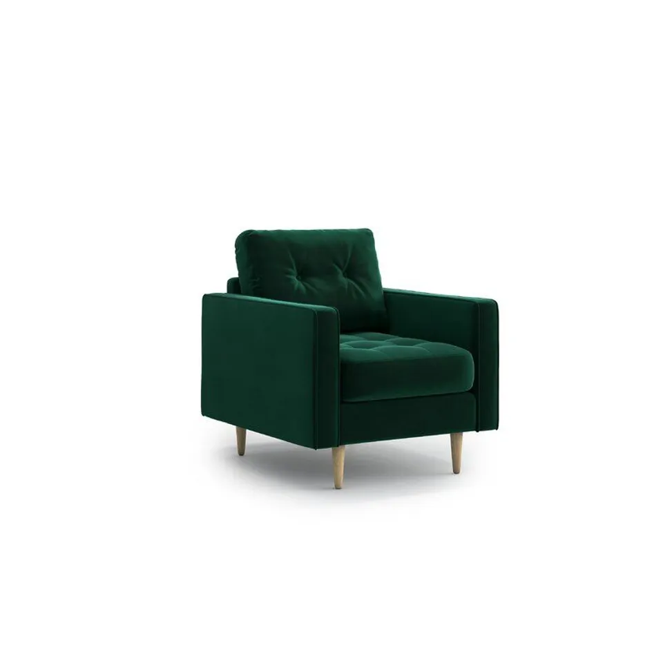 BAGGED DESIGNER BOTTLE GREEN FABRIC ARMCHAIR 