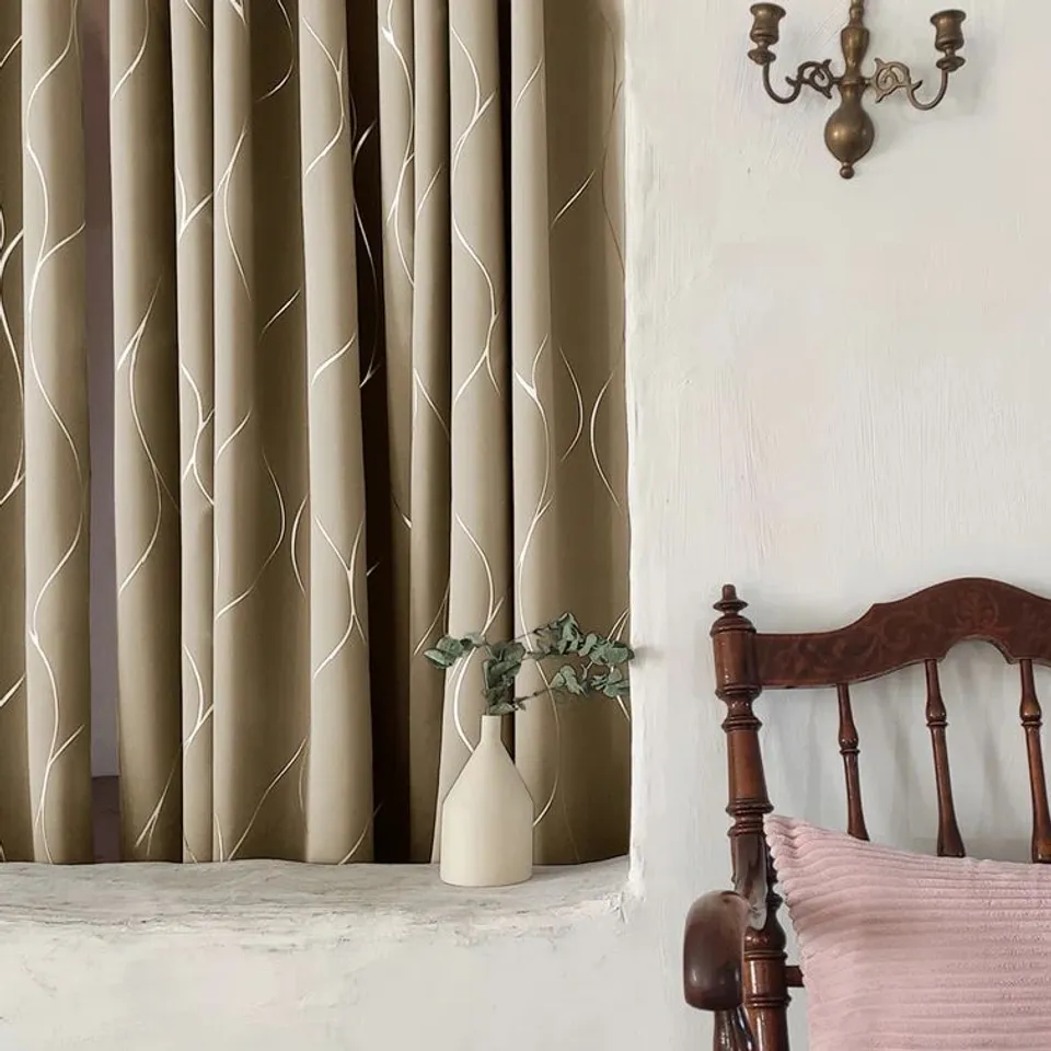 SELIGMAN WAVE FOIL PRINTED ROOM DARKENING THERMAL CURTAINS 