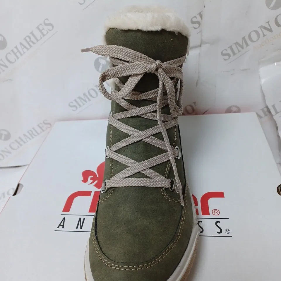 BOXED RIEKER WARM HIKING BOOTS, KHAKI - SIZE 7.5