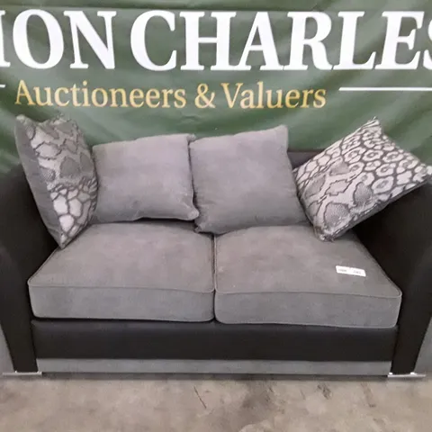 QUALITY DESIGNER 2 SEATER SOFA - GREY/BLACK FABRIC