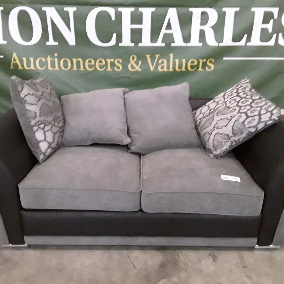 QUALITY DESIGNER 2 SEATER SOFA - GREY/BLACK FABRIC