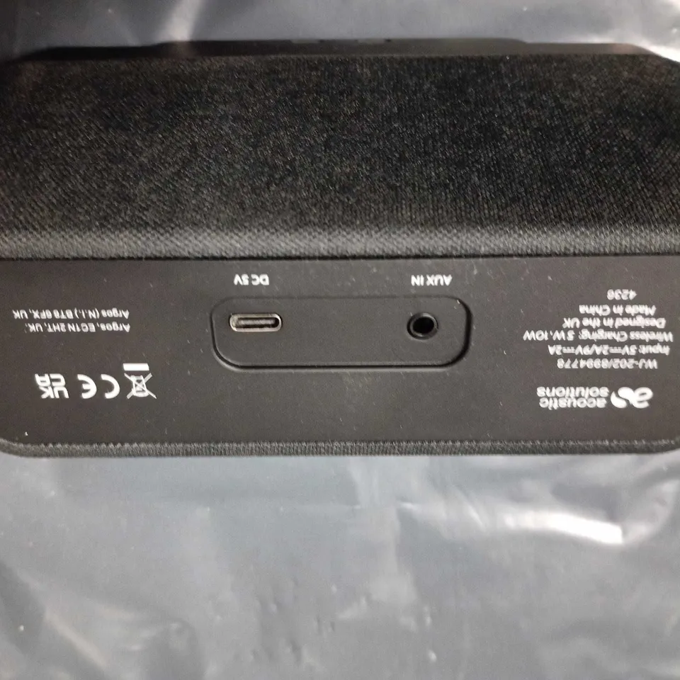 PORTABLE BLUETOOTH SPEAKER WITH FABRIC EXTERIOR – BLACK, USB-C & 3.5MM AUX