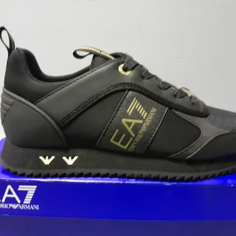 BOXED EA7 SNEAKER BLACK TRAINERS - UK 6 