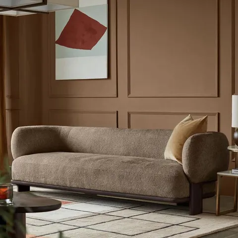 BOXED DANETTI FLORENCE MOCHA CHUNKY WEAVE 3 SEATER SOFA