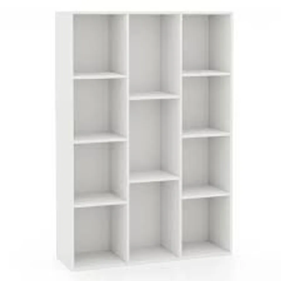 BOXED COSTWAY 11 CUBE WHITE GEOMETRIC BOOKSHELF