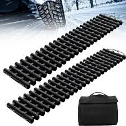  BOXED 2 PACK TIRE TRACTION MATS PORTABLE TPR RECOVERY TRACK PAD WITH BAG