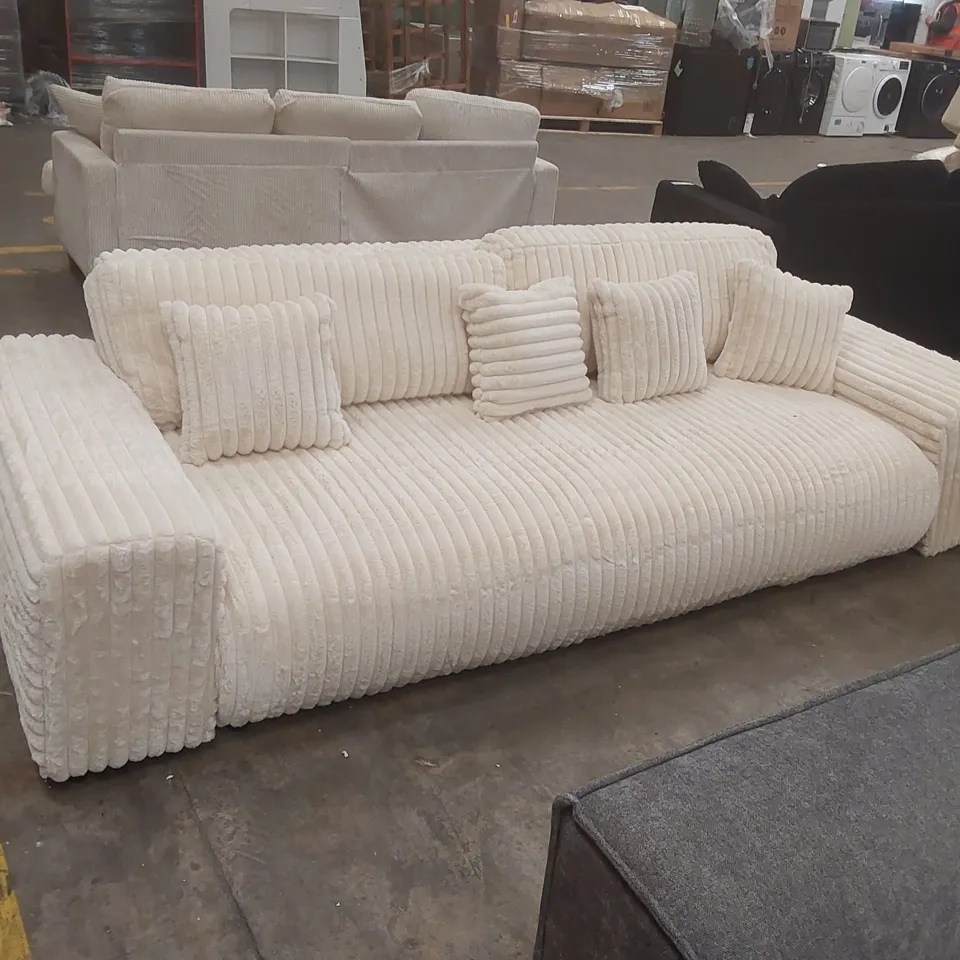 QUALITY DESIGNER FLUFFY 4 SEATER SOFA - REQUIRES ASSEMBLY