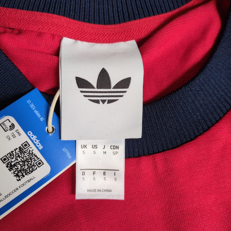 ADIDAS AFC OG LS FOOTBALL SHIRT – RED WITH NAVY COLLAR, LONG SLEEVE (UK S) 