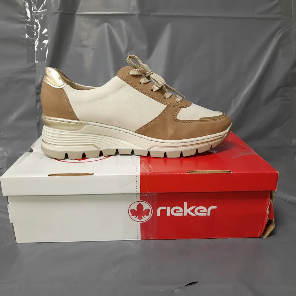 RIEKER WEDGE ANIMAL PRINT TRAINERS BROWN SIZE 8