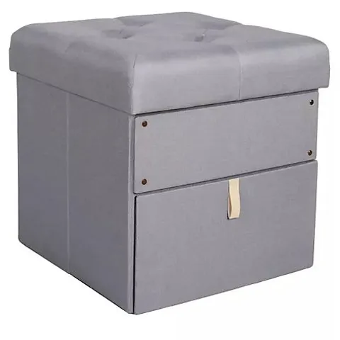KVELL COLLAPSIBLE STORAGE STOOL WITH DRAWER