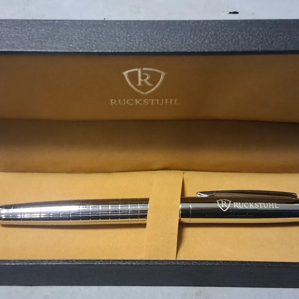 RUCKSTUHL STAINLESS STEEL ROLLERBALL PEN IN GIFT BOX