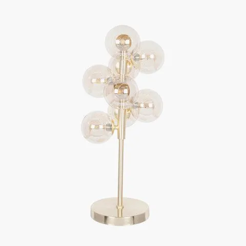 BOXED VECCHIO LUSTRE GLASS ORB AND GOLD METAL TABLE LAMP