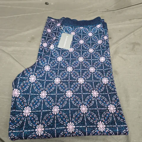 OLIVER BONAS PINK AND BLUE GEO TROUSERS - SIZE 12