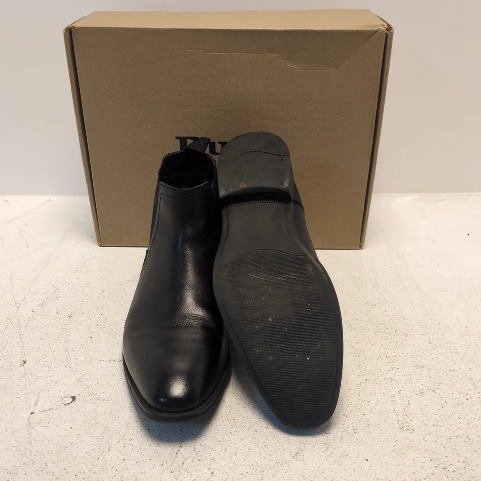 DUNE LONDON BLACK LEATHER CHELSEA BOOTS – MEN'S (UK 8)
