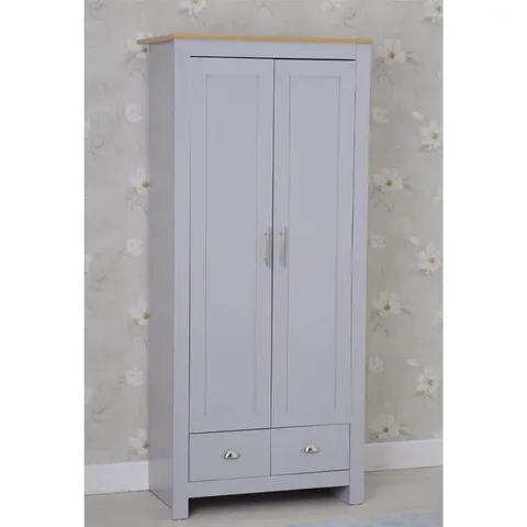 BOXED ANNIERUTH 2 DOOR WARDROBE - GREY & OAK (3 BOXES)