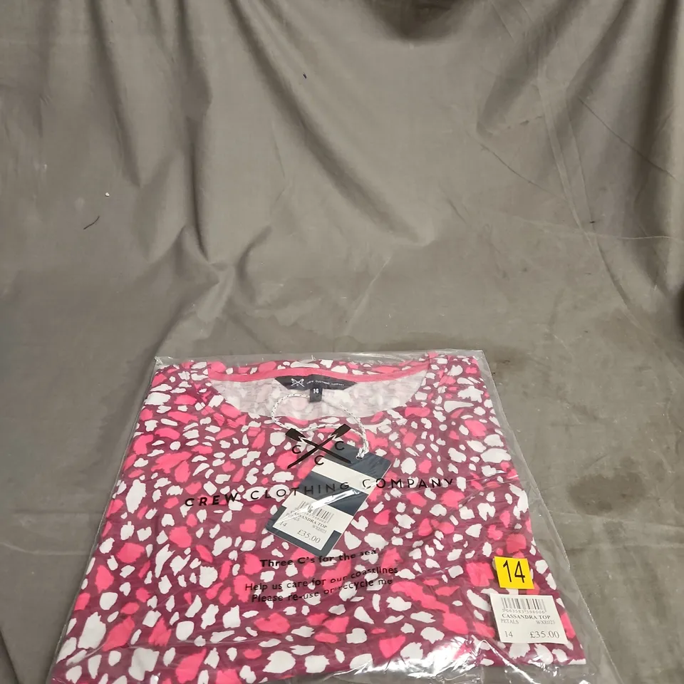 CREW CLOTHING CASSANDRA TOP – PETALS PRINT, UK SIZE 14